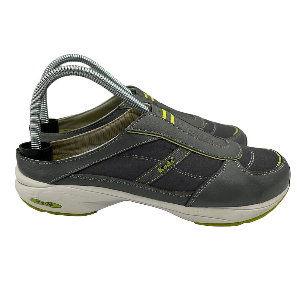 Keds Savvy Mule Slip On Shoes Walking Leather Gray Green Womens Size 8